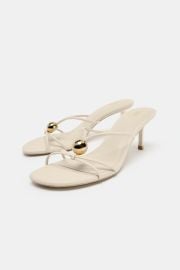 Metallic Applique Heeled Sandals at Zara