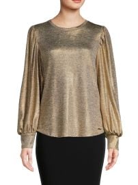 Metallic Blouson-Sleeve Top at Saks Off 5th