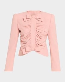 Metallic Floral Jacquard Cowl-Neck Top at Neiman Marcus