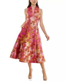 Metallic Jacquard Sleeveless A Line Dress at Macys