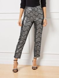 Metallic Jacquard Straight Leg Pants Talbots at Talbots