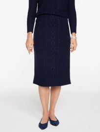 Metallic Mixed Cable Midi Skirt Talbots at Talbots