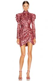 Metallic Mockneck Wrap Dress at Forward