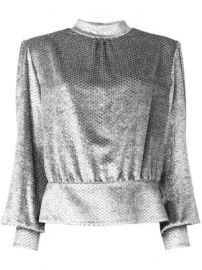 Metallic Peplum Blouse by Alberta Ferretti at Alberta Ferretti