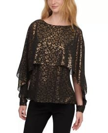 Metallic-Print Cape Top at Macys