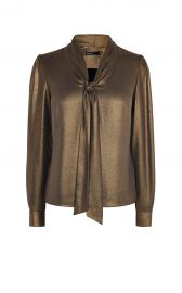 Metallic Pussy Bow Blouse at Karen Millen