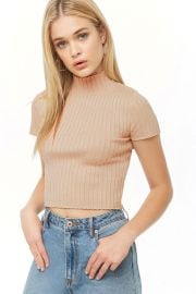 Metallic Ribbed Mock Neck Top by Forever 21 at Forever 21