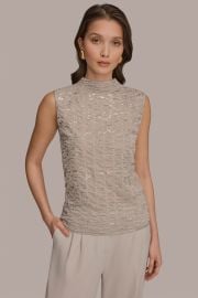Metallic Ruched Sweater Pullover Donna Karan at Donna Karan