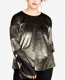 Metallic Ruffle-Sleeve Top by RACHEL Rachel Roy Curvy at Macys