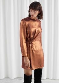 Metallic Satin Side Knot Mini Dress at & Other Stories