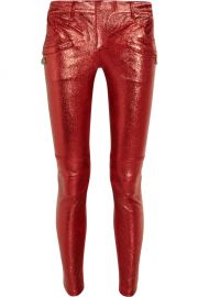 Metallic Stretch-Leather Motocross Pants by Balmain at The Outnet