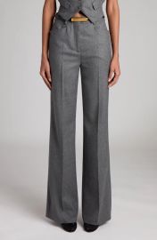 Metallic Stripe Wool Flannel Bootcut Pants at Nordstrom