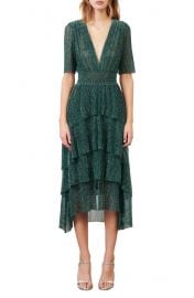 Metallic Thread Plunge Neck HighLow Dress at Nordstrom