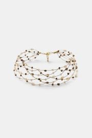 Metallic Thread Stone Choker Necklace at Zara