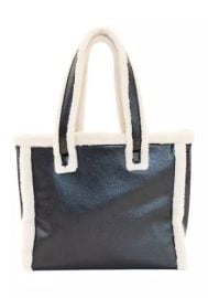 Metallic Tote with Sherpa Fur Trim in Black in Bcbgeneration at Belk