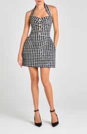 Metallic Tweed Halter Neck Cocktail Minidress at Nordstrom