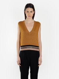 Metallic V-neck Top by Dries Van Noten at Barneys