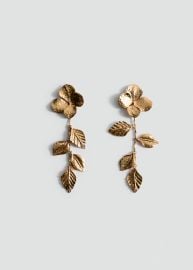 Metallic-flower hanging earrings - Women MANGO USA at Mango