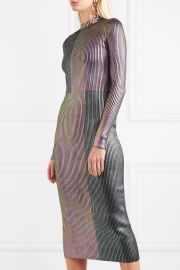 Metallic ribbed-knit midi dress by Christopher Kane at Net A Porter