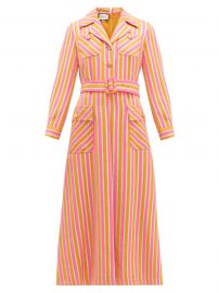 Metallic-stripe tailored wool-blend dress at Gucci