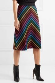 Metallic striped stretch-knit midi skirt at Net A Porter