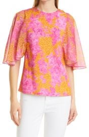 Metropolis Print Flutter Sleeve Blouse at Nordstrom