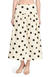 Mia Polka Dot Stretch Cotton Midi Skirt at Nordstrom