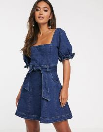 Miami Denim Mini Dress with Puff Sleeve by Finders Keepers at Asos