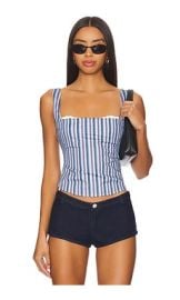 Miaou Bobby Corset In Blue Stripe at Revolve