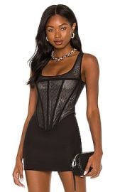 Miaou Campbell Corset in Black Monogram at Revolve