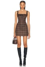 Miaou Laced Ginger Dress in Plaid Brown FWRD at FWRD