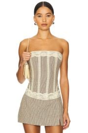 Miaou Libra Corset In Brown Check at Revolve