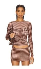 Miaou Long Sleeve Tee In Warped Plaid at Revolve