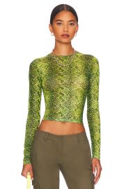 Miaou Long Sleeve Tee in Lime Python at Revolve