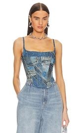 Miaou Love Corset In Denim Print at Revolve