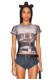 Miaou Mini Tee In Belt Print at Revolve