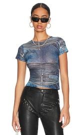 Miaou Mini Tee In Denim Print at Revolve