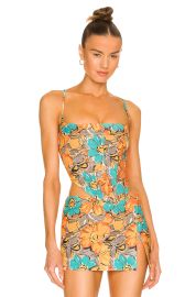 Miaou V Corset Top in Parisian Flower Orange at Revolve