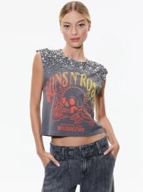 Micah Embelllished Cropped Muscle Tank In Guns N Roses Alice And Olivia at Alice + Olivia