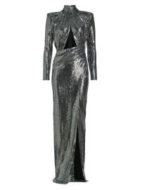 Michael Costello Libra Sequin Cut out Gown In Silver Lame at Saks Fifth Avenue