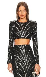 Michael Costello X Revolve Leonie Crop Top In Black Silver at Revolve