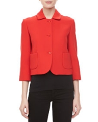 Michael Kors Boucle Three-Button Cropped Jacket Coral at Neiman Marcus