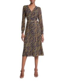 Michael Kors Chain Belt Button Front Dress Bloomingdales at Bloomingdales