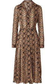 Michael Kors Collection - Belted snake-print silk-crepe midi dress at Net A Porter