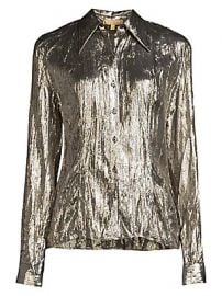 Michael Kors Collection - Crushed Metallic Silk-Blend Button-Down Shirt at Saks Fifth Avenue