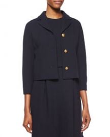 Michael Kors Collection 34-Sleeve Knot-Button Jacket Navy at Neiman Marcus