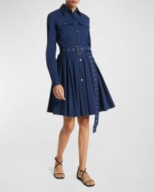 Michael Kors Collection Belted Organic Poplin Cargo Shirtdress at Neiman Marcus