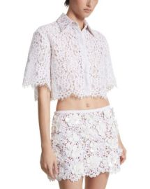 Michael Kors Collection Corded Lace Cropped Short Sleeve Button Down Shirt Bloomingdales at Bloomingdales