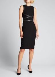 Michael Kors Collection Crisscross Leather Sheath Dress at Bergdorf Goodman