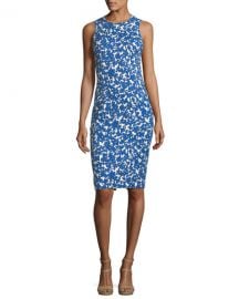 Michael Kors Collection Field Floral-Print Stretch-Matelass   Sheath at Neiman Marcus